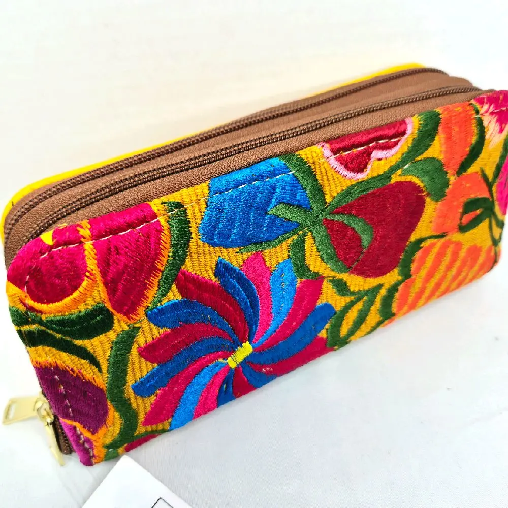 Embroidered Wallet with leather