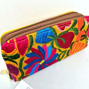 Embroidered Wallet with leather
