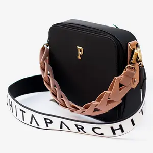 Women's Fashion Saddle Crossbody Bag - Cartera Bandolera PARCHITA 100% colombiana Bolso Flora Crossbody Bag for Women Nude