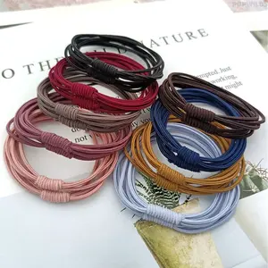 100 stripesWomen's Korean Minimalist 4-in-1 High Elastic Headbands Set - Soft Durable Rubber Hair Loops, Multi-Use Hair Accessories for Fixing Bangs and Casual Hairstyles