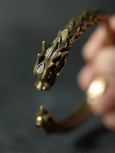 Double Serpent Head Cuff, Edgy Snake Design, Bold Statement Piece for Stylish Arms, Perfect Accessory for Any, Copper