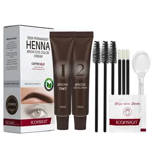 Iconsign Waterproof Eyebrow Dye Paste, Brow Tint, Sweatproof Long-Lasting 2-3 Months, 15ML + 15ML Coffee Color, Perfect for Daily Use