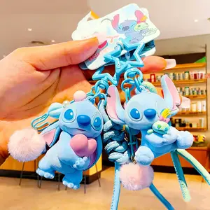 Disney Stitch Flocked Hug Keychain,Mini Gold Stitch Plush Pendant, Soft Velvet Texture, Cute Backpack Charm, Perfect Gift for Disney and Stitch Fans,Holiday Gift Birthday Gift