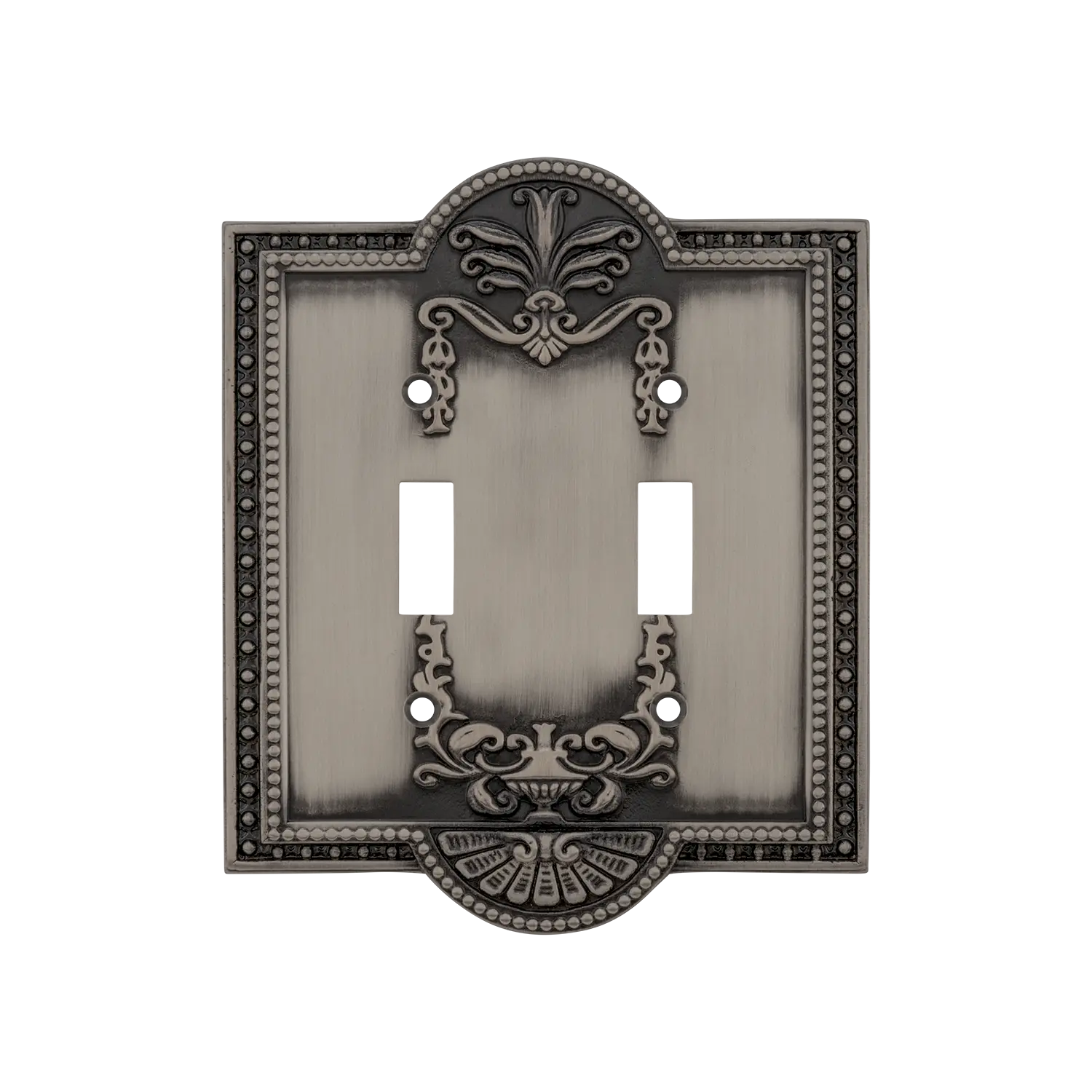 Meadows Switch Plate with Double Toggle in Antique Pewter