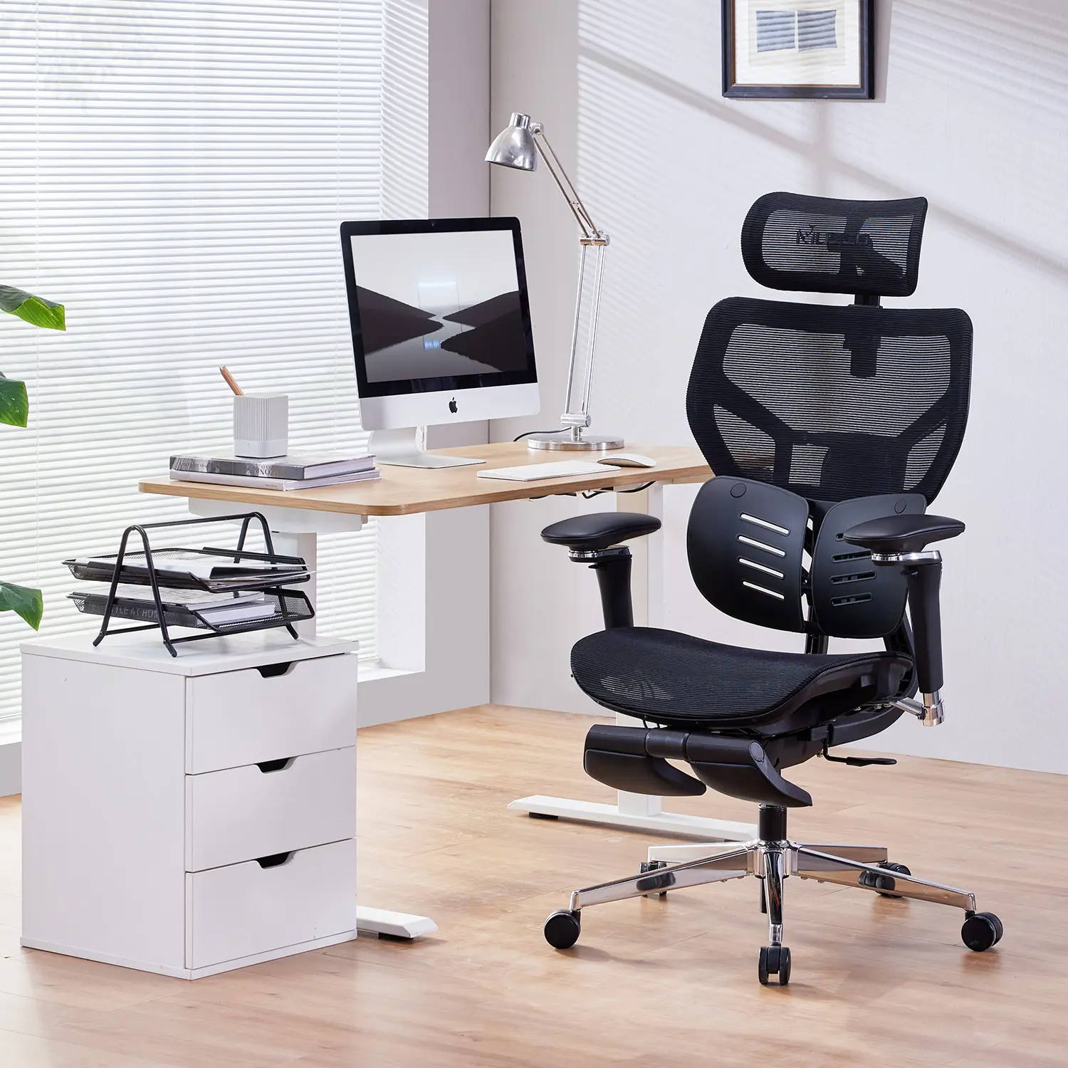 MUSSO X700 GlideTrack Chair for Men – Ergonomic Mesh Office & Gaming Chair with Reclining Backrest and Footrest-A