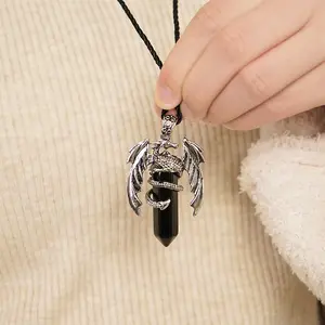 Dragon crystal pendant necklace, mysterious power, confidence, luck, suitable for gift giving（present a necklace）