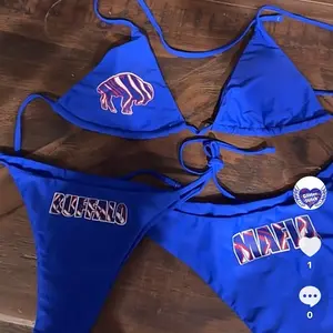 Buffalo Bills Bikini Set - Blue Triangle Top & Bottom with Team Logo - Women's Swimwear