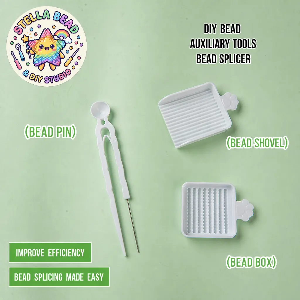 2.6mm Mini Perler Beads Auxiliary Tools Set, Bead Scoop, Bead Tweezer & Bead Sorting Tray, Time-Saving Craft Helper for Tiny Fuse Beads