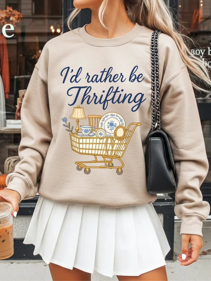 I'd Rather Be Thrifting ~ Unisex Crewneck Sweatshirts Printed in the USA
