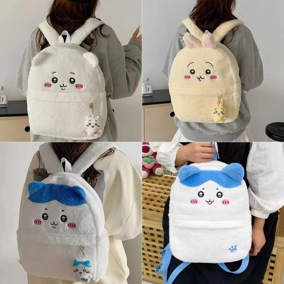 Cute Usagi Chiikawa Cartoon Backpack Skin-friendly Fluff Large Capacity Kawaii School Bag Girl New Style Sweetness Gifts