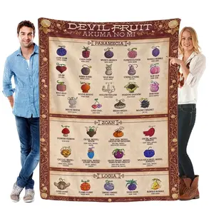 One Piece Demon Fruit Theme Flannel Blanket, Soft Warm Anime Style, Home Decor, Ideal for Fans, Daily Use, Gift Idea, Throw Blanket