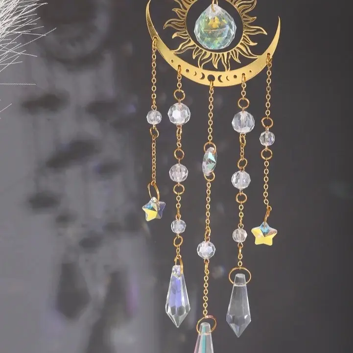 sun catcher flame moon crystal pendant sunlight catcher outdoor garden ab colourful hanging decorations hanging ornaments