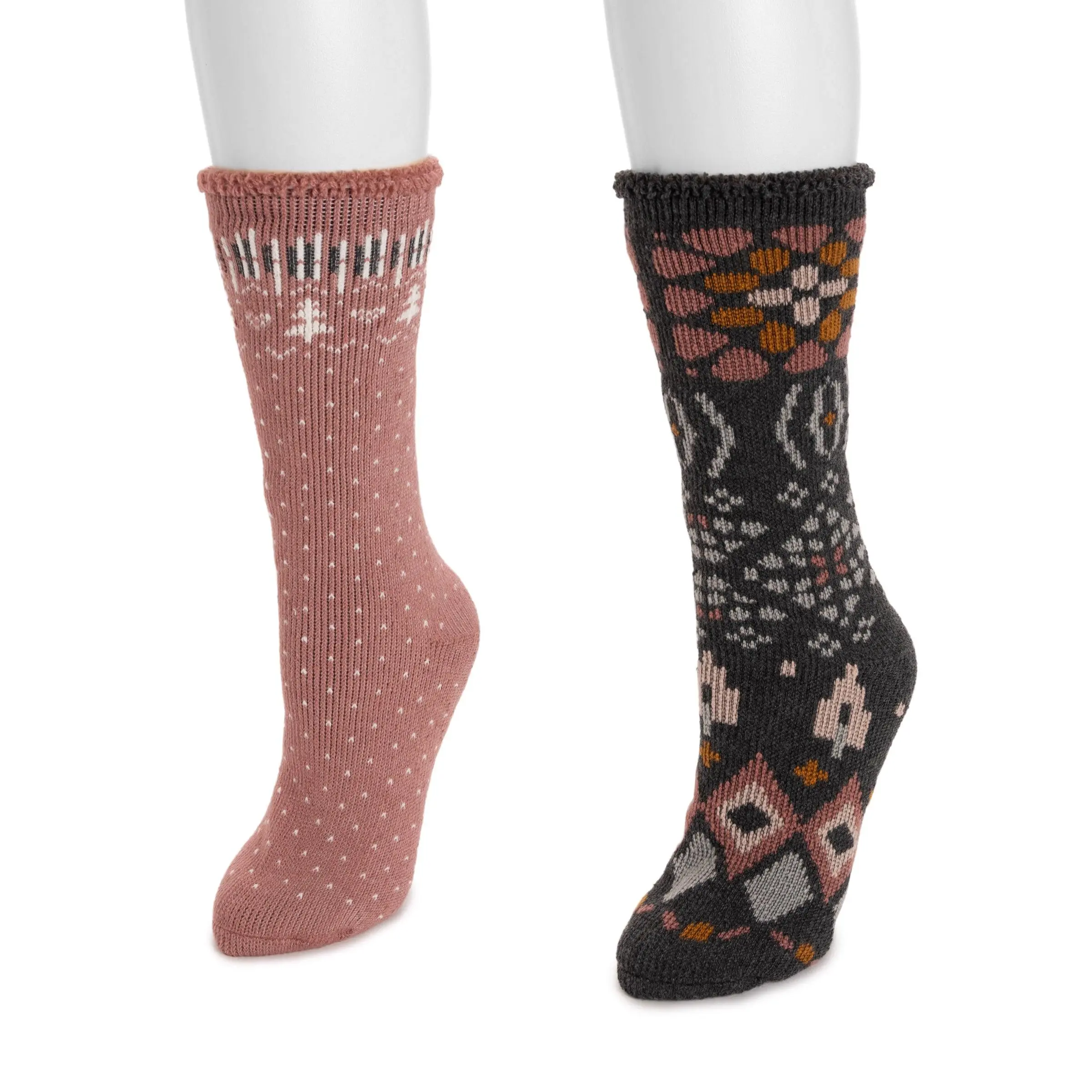 Women's Toasty Thermal Socks, 2-Pair Pack of Ribbed Candy Colored Boot Socks with Arch Support, Cold Weather Style, Candy Colored Socks, Tall Height