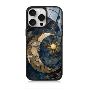 Vintage Sun & Moon Pattern Phone Case Protector, Anti-drop Shockproof Total Protective Cell Phone Cover for iPhone 11 12 13 14 15 16 Pro Max