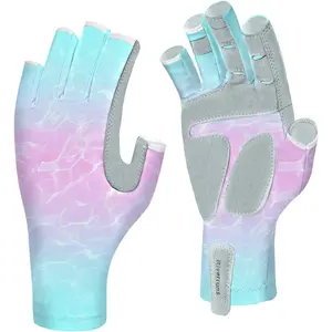 UPF 50+ Fingerless Sun Protection Fishing Gloves for Women Men Outdoor Activities