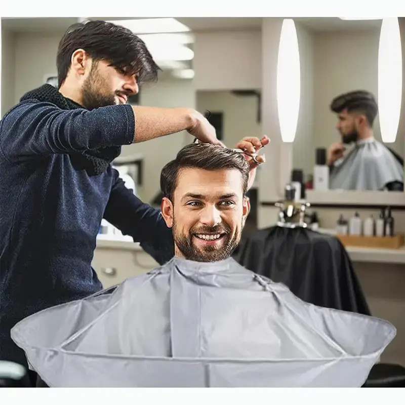 Adjustable Foldable Haircut Cape - Hair Cloak Cape Umbrella Barber Cape - With Black Comb, For Adults Women & Men, Salon And Home Use, Father's Day Gift