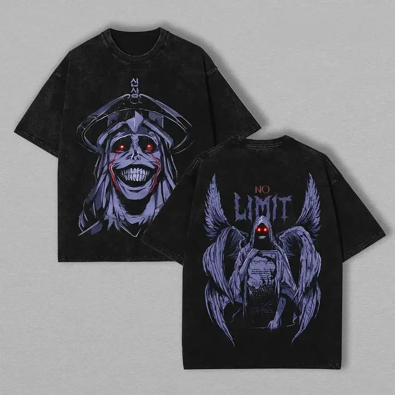 Sung Jin Woo x Solo Leveling Shirt Anime Clothing Statue Of God Washed Heavy Cotton T-shirt, Gift For Anime Merch Fan, Manga Lover Gift Gift For Him Gift For Her Menswear Clothing anime lover