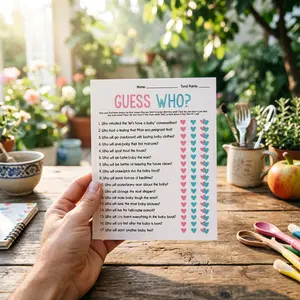 10 Baby Shower Games Quiz Cards, Blue Heart Design, Fun Interactive Props, Guess Who's the Star, Newborn Celebration Game