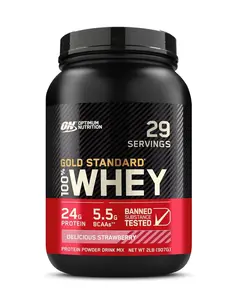 Optimum Nutrition Gold Standard 100% Whey Protein 2 lbs - 24g Protein 5.5g BCAAs for Muscle Health & Fitness