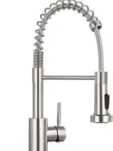 Kitchen Faucet with Pull Down Sprayer,Commercial Single Handle Kitchen Sink Faucets for Farmhouse Camper Laundry Utility Rv Wet Bar Sinks Brushed Nickel