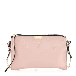 Pre-owned BURBERRY Leather Shoulder Bags Signature Grain Calfskin Check Embossed Peyton Crossbody Clutch Bag Pale Orchid