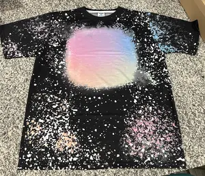 Sublimation blank faux bleach tie dye shirt adult tshirt Black