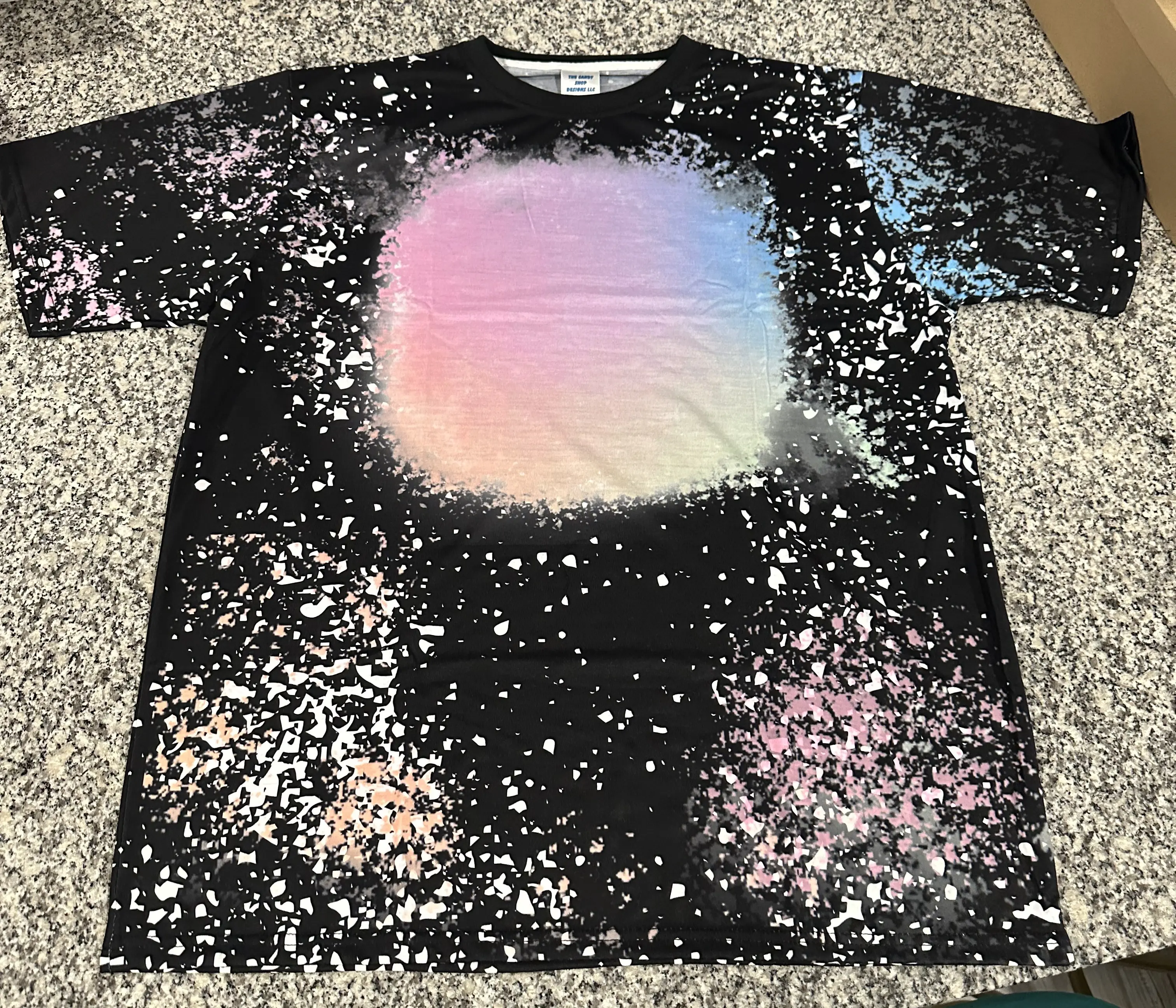 Sublimation blank faux bleach tie dye shirt adult tshirt Black