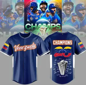 Venezuela Baseball 2026 World Baseball Classic Champions Baseball Jersey for Adult & Youth Size