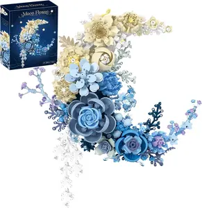 DIY Moon Flower Building Block Set: 3D Wreath Home Decor Wall Hanging