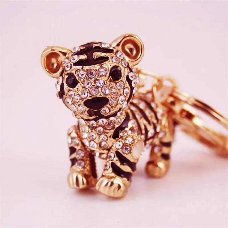 High Quality Goods Crystal Siberian Tiger Keychain, Creative Design Daily Everyday Fashion Accessory for Car Use, Animals, Cartoon Tiger, A