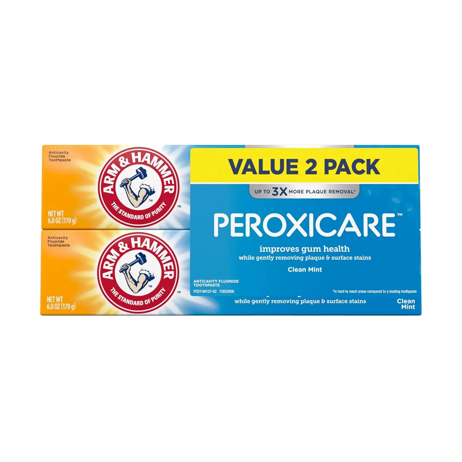 ARM & HAMMER Peroxicare Toothpaste for Gum Health, Baking Soda Toothpaste, Clean Mint, 6.0oz (Pack of 2)