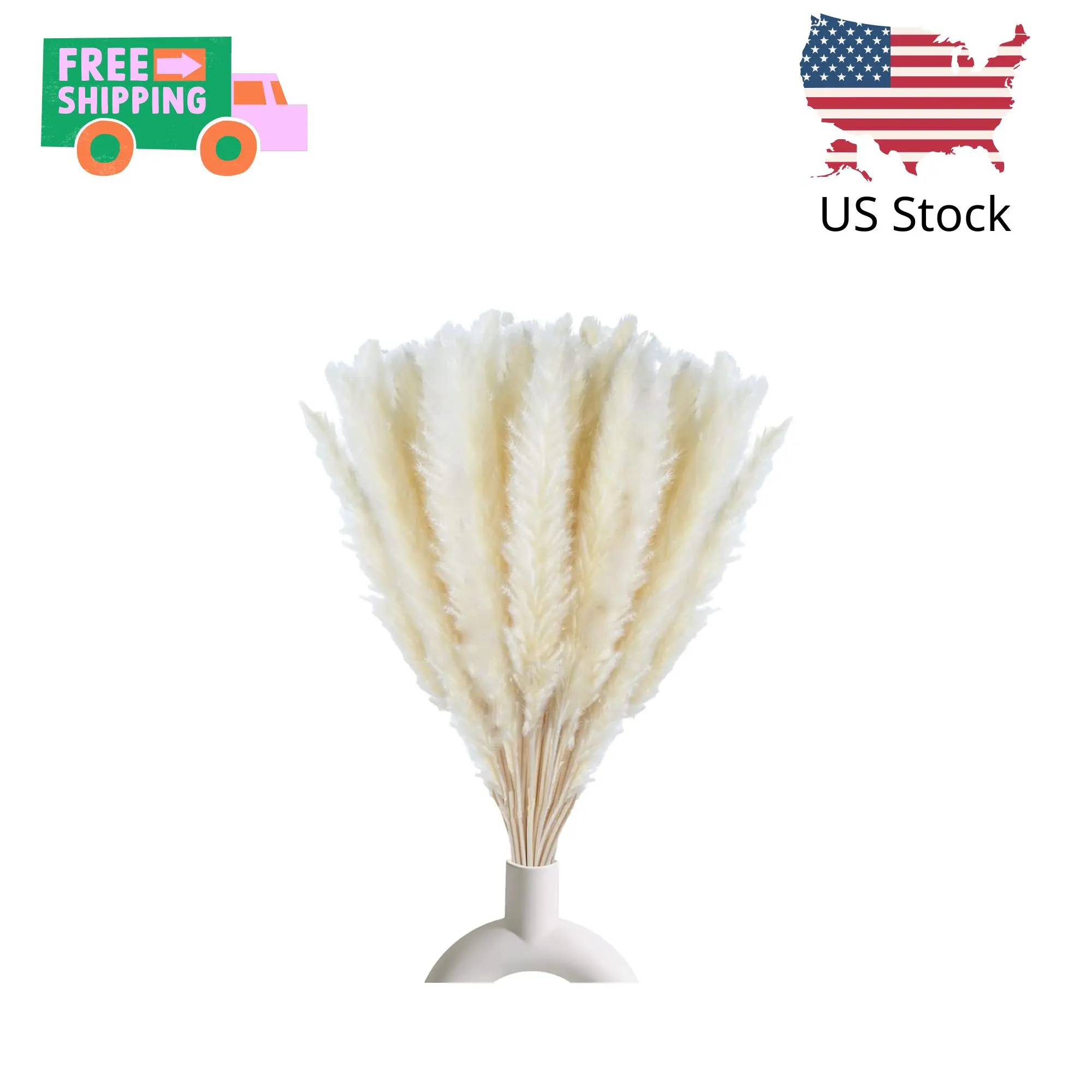 30 Pcs White Pampas Grass ,17 inch/45 cm Natural Dried Pampas Grass Branches Decor