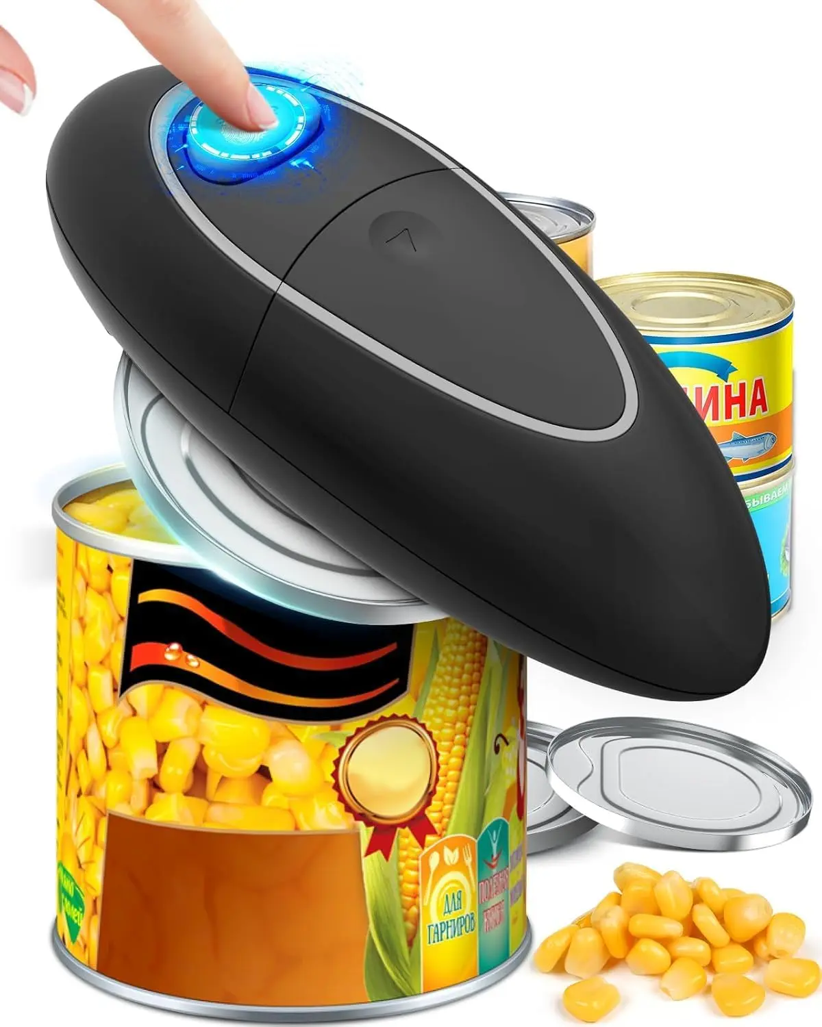 One Touch Electric Can Opener Fits Almost All Can Sizes for Seniors with , Hand Held  Operated Can Opener with Smooth Edge,  Safe Kitchen Gadgets Automatic Can Opener for Kitchen