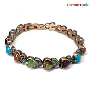 ThreadTonic Copper Bracelet for Women, Pure Copper Magnetic Bracelets ,Natural Unique Gemstone,Gifts for Women Trendy Stack Bangle Trendy Jewellery Accessories