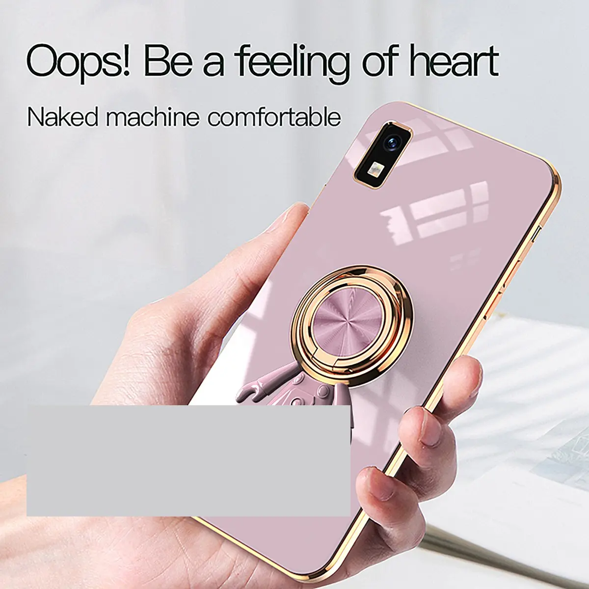 For Sharp Aquos wish 6D Astronaut Electroplated Ring Stand Phone Case HNTKR-0218
