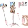 2026 4-in-1 Multifunctional Selfie Stick - 360° Rotatable Phone Holder, Compact Stylish Design, Wireless Bluetooth Control, Travel Gadgets, Vlogging Equipment, 15.75in Extendable, Portable Camera Accessories, Universal Cellphone Accessories Compatible