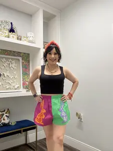 QOS Multi Colorblock Easter Bunny Cotton Short