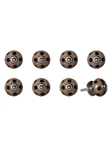 212 MAIN 1.5in Brown and Black Hand-Painted Artisan Craft Ceramic-Metal Round Cabinet Knobs - Set of 8, for Traditional Style Home Decor Hardware, Round Knob