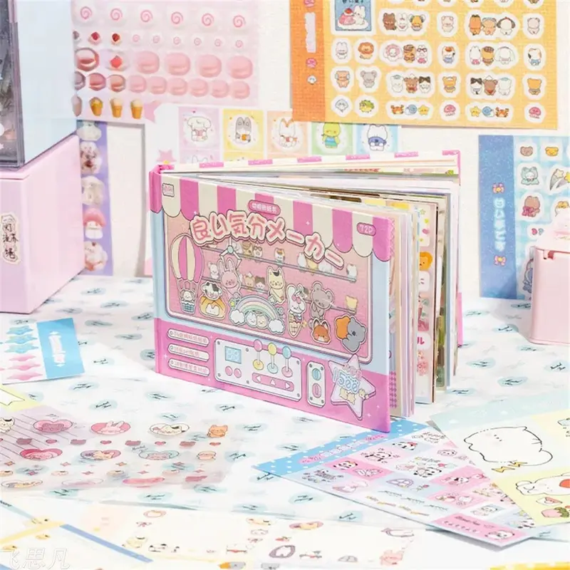 Ultimate All-in-1 Aesthetic Sticker Album - 1500+ Retro Kawaii Icons, 72 Sheets Multi-Material Scrapbooking Ephemera, Shiny Film Accents, Adhesive Labels for DIY Enthusiasts, Office Stationery Supplies