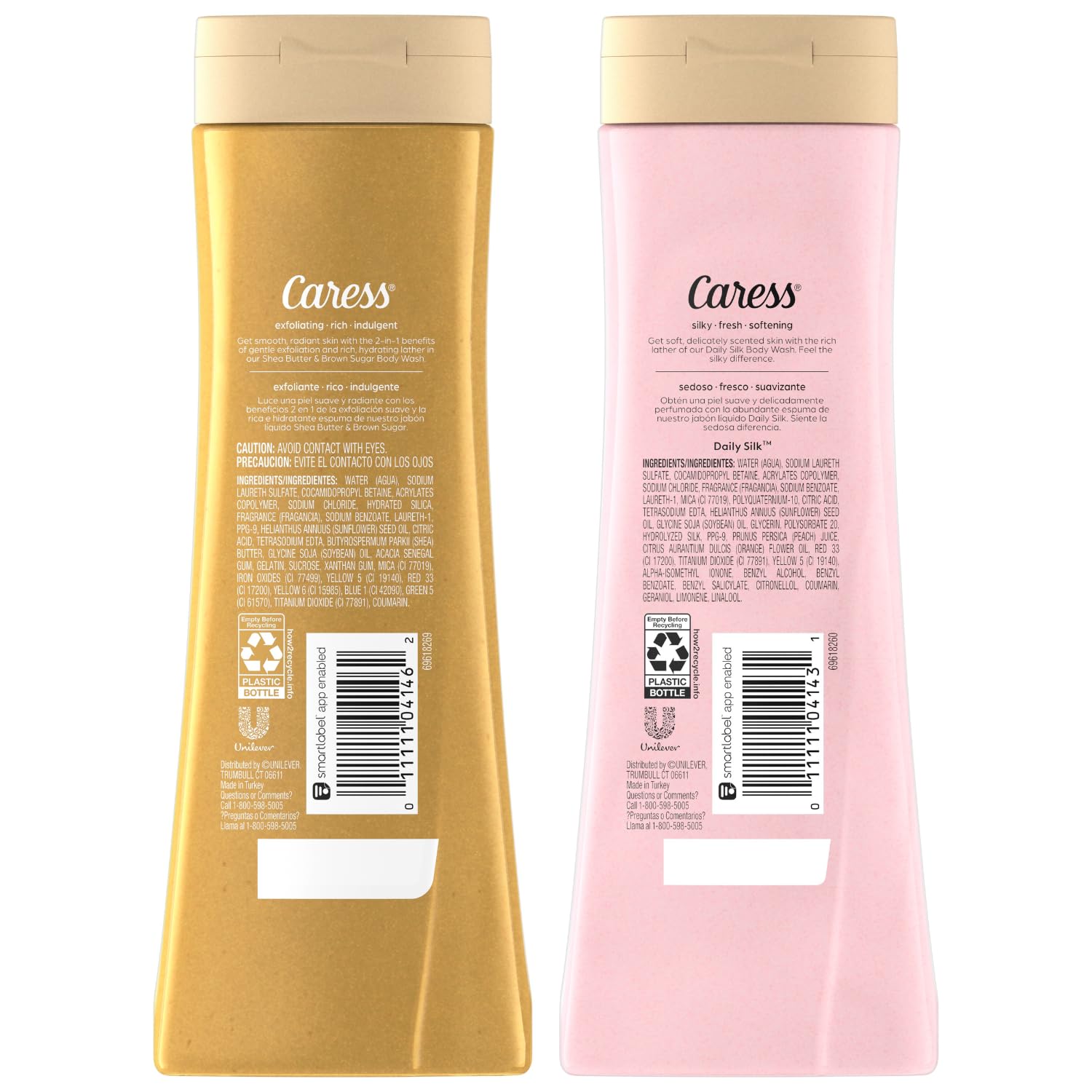 Body Wash Set, Shea Butter & Brown Sugar + Daily Silk White Peach & Orange Blossom Moisturizing Body Wash for Gorgeous