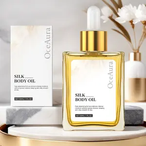 Silk Body Oil, Lightweight Scented Silky Formula with Vanilla Jojoba & Sweet Almondd Notes for Firmer Smoother Skin All Day Long, Moisturizing Liquid Essence Body Care