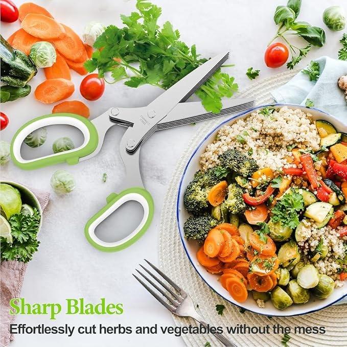 5-Blade Herb Scissors Kitchen Tool – Multi Blade Cutter for Herbs, Fast Chopping Gadget