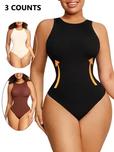 Women's Comfortable Soft Fashion Casual Shapewear Bodysuit Corset Waist Trainer, Enhances Chest & Waist, Tummy Control & Butt Lifting, Round Neck and Thong Design, Slimming Underwear for Daily Wear, All Seasons Wear, Multi-Scene Design
