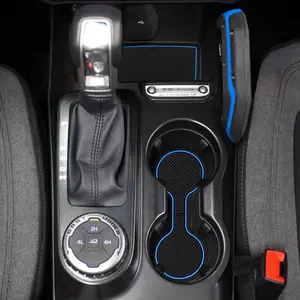 Auovo Anti Dust Cup Holder Insert Liners Compatible with Ford Bronco Accessories 2021 2022 2023 2024 Custom Fit By Center Console Interior Mats 13PCS (Automatic Transmission) (Blue Trim, 4 Doors)
