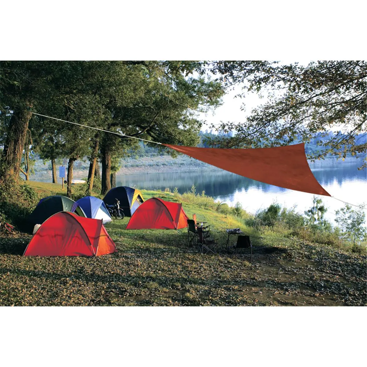 212 MAIN Walnut Look UV-Blocking Polyethylene Triangle Shade Sail Canopy Outdoor, Ready-to-Hang 120x120in Sun Protection Patio Cover