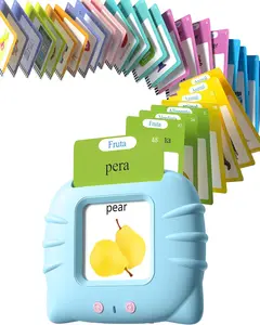 KIDGENIUS Kids Interactive Early Learning Machine, Bilingual English & Spanish Vocabulary Flashcards, 112 Cards 224 Words, Real Pronunciation Correction, Portable Safe Durable Educational Toy  Adjustable