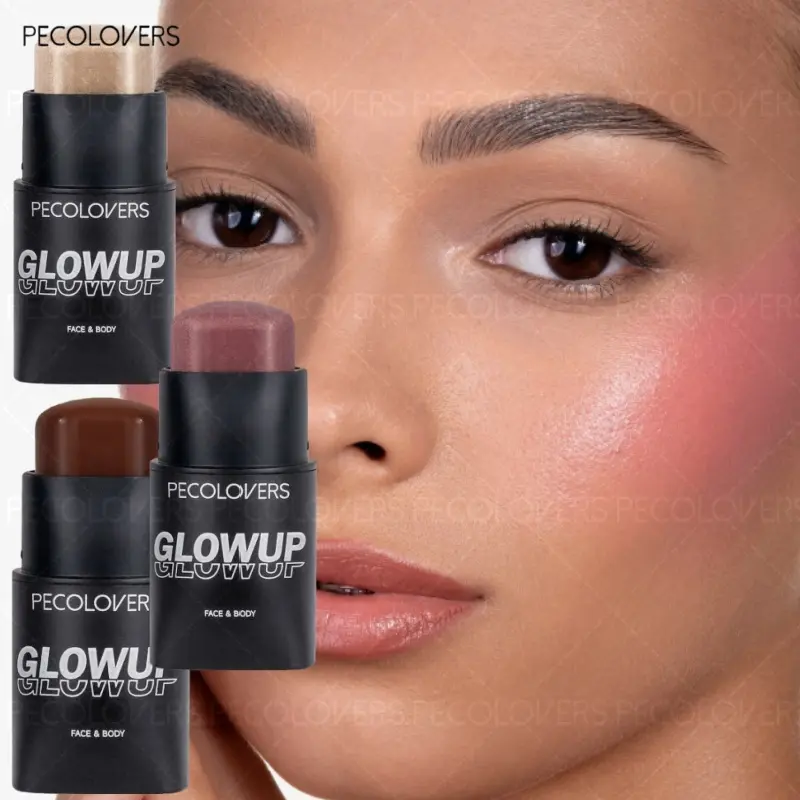 3PCS Brown Contouring Bronzer Stick Multifunctional Highlighter Blush Silkworm Brightening Sculpt Facial Outline Shadow Cosmetic Highlighter Makeup