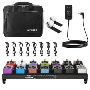 STRICH Guitar Pedal Board with Built-in Power Supply, Pedal Board 22 x 11" Lightweight 3.31lb Aluminum Alloy, PedalBoard with Pedal Cables, Bag, Hook Loop Strips PB-S22