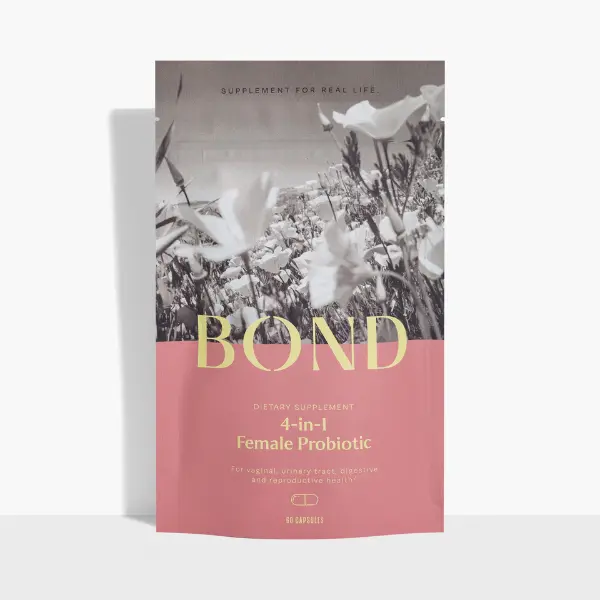 BOND 4-in-1 Female Probiotic - Vaginal Probiotics for Women - Women's Prebiotic + Probiotic Supplement - with Cranberry Fruit Powder, Immune-Boosting Proteins, 5 Lactobacillus Probiotic Strains & PreforPro Prebiotic Healthcare Dietary Vitamin