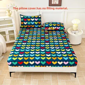 3pcs Brushed Print Colorful Bed Sheet Set Suitable for Hotels, Apartments, Hotel Bedding, Decorative Bedding, Stylish Sheets, Soft Breathable Sheet, Durable Sheets, Soft Fabric, Pillowcase Set